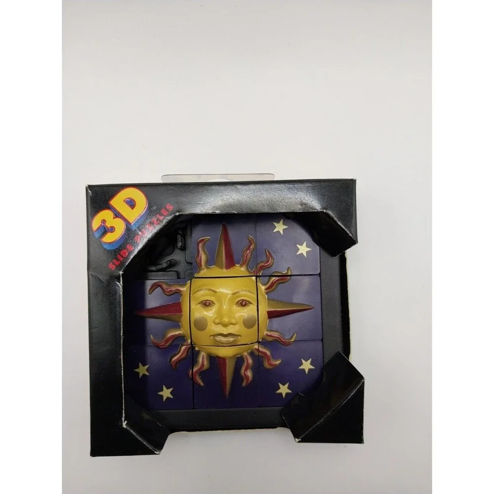 Vintage DaMert 3D Slide Puzzle Game Celestial Sun Stars Witchy Whimsy 1994